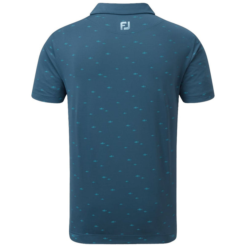 FootJoy School Fish Print Lisle Polo Shirt - Ink