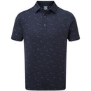 FootJoy School Fish Print Lisle Polo Shirt - Navy