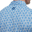 FootJoy Shadow Palm Print Pique Polo Shirt - Dove Grey/Royal