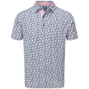 FootJoy Shadow Palm Print Pique Polo Shirt - Graphite/Quartz Pink