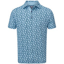 FootJoy Shadow Palm Print Pique Polo Shirt - Ink/Dusk Blue