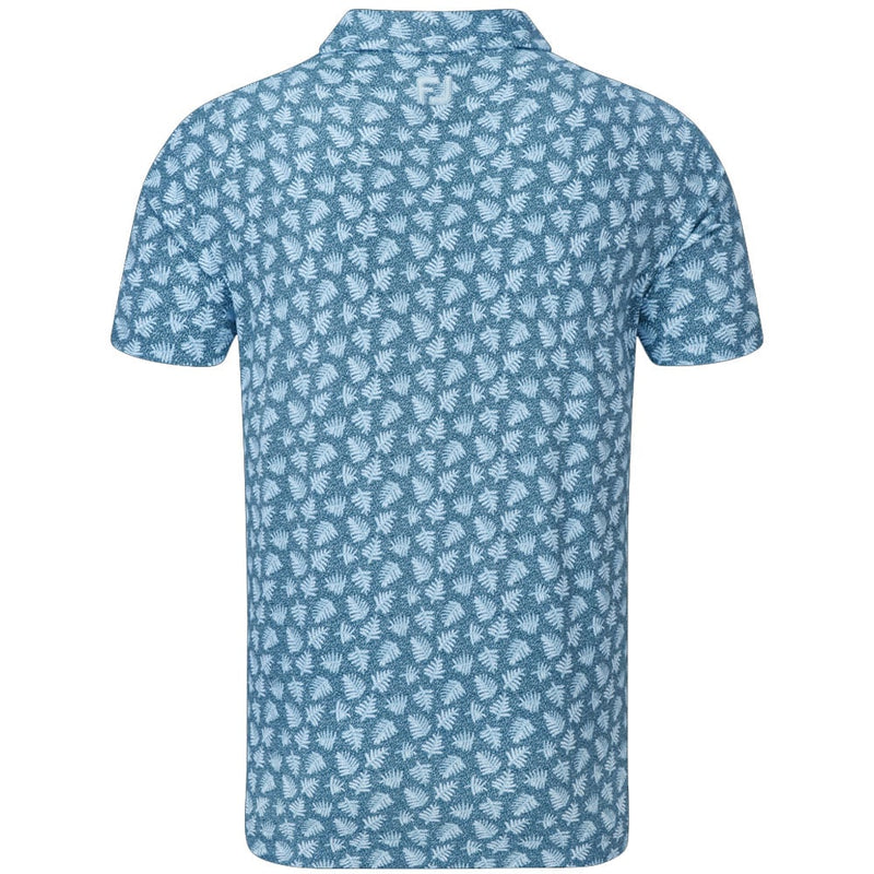 FootJoy Shadow Palm Print Pique Polo Shirt - Ink/Dusk Blue