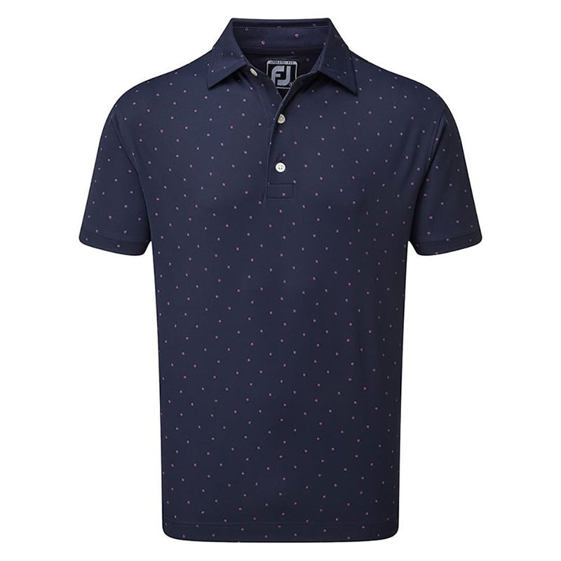 FootJoy Smooth Pique FJ Print Polo Shirt - Navy/Wildberry