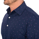 FootJoy Smooth Pique FJ Print Polo Shirt - Navy/Wildberry