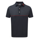 FootJoy Stretch Lisle Engineered Pinstripe Polo Shirt - Navy/White/Scarlet