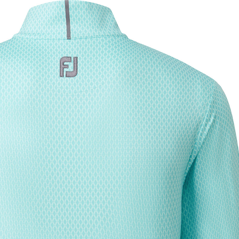 FootJoy Tonal Print Knit Chill-Out 1/2 Zip Pullover - Aqua Surf
