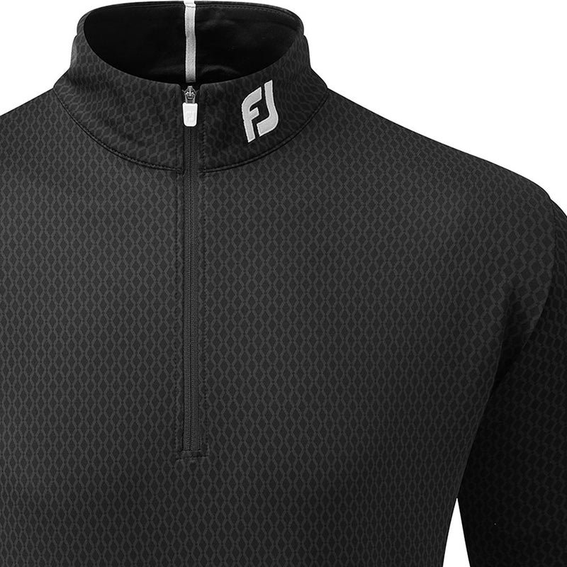 FootJoy Tonal Print Knit Chill-Out 1/2 Zip Pullover - Black