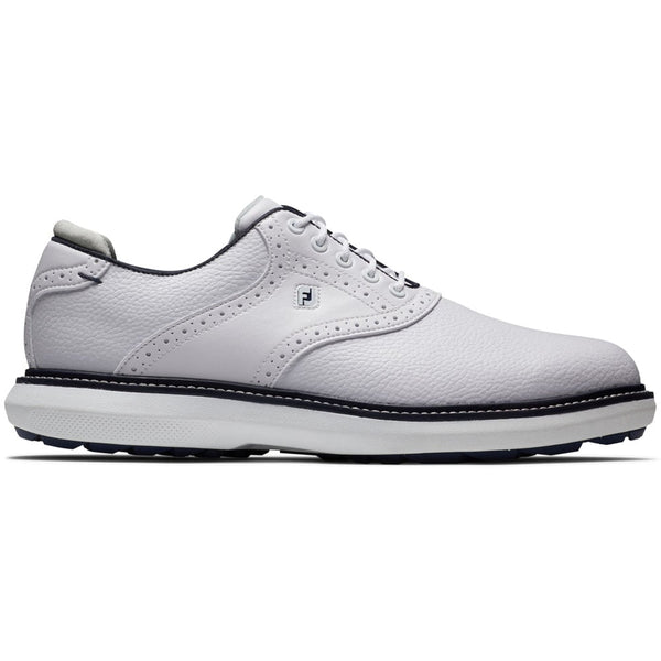 FootJoy Traditions Waterproof Spikeless Shoes - White/Navy