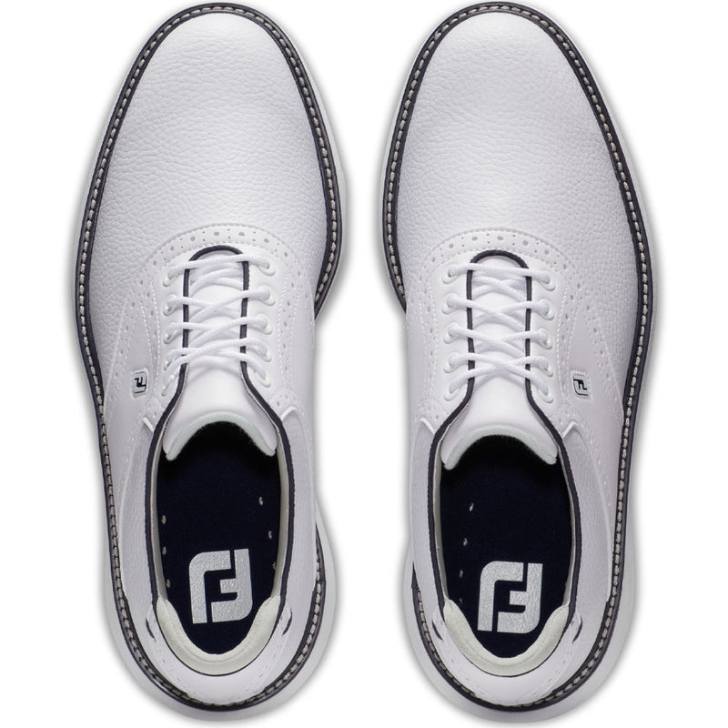 FootJoy Traditions Waterproof Spikeless Shoes - White/Navy
