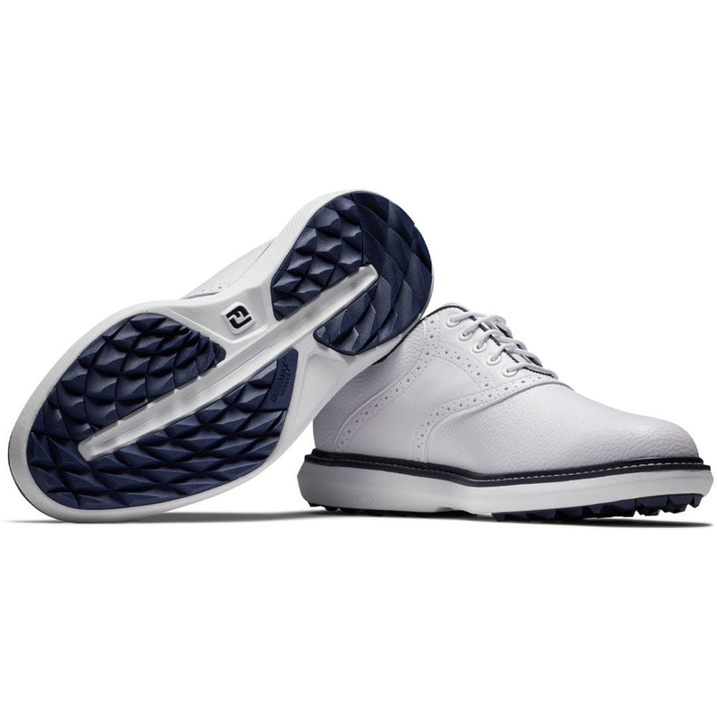 FootJoy Traditions Waterproof Spikeless Shoes - White/Navy