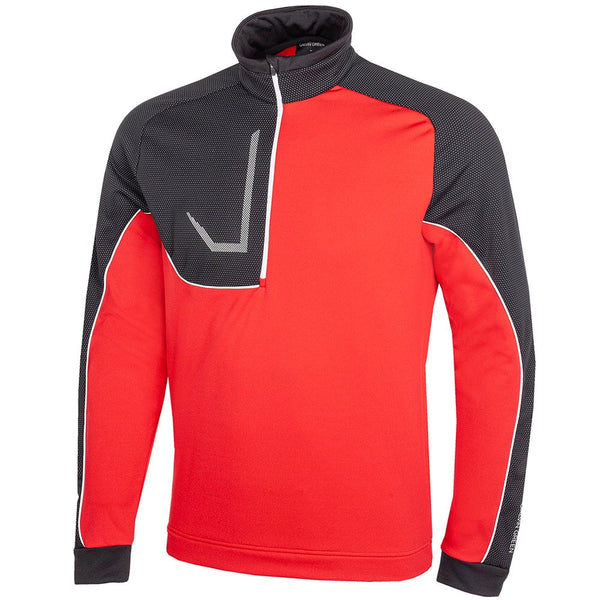 Galvin Green Daxton 1/2 Zip Insula Pullover - Red/Forged Iron/White