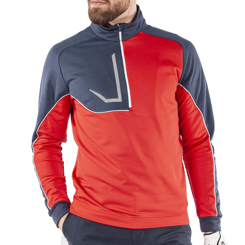 Galvin Green Daxton Insula 1/2 Zip Sweater - Red/Navy