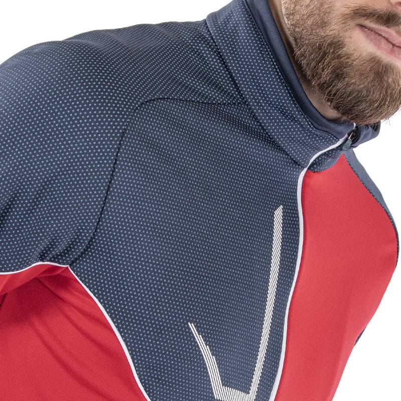Galvin Green Daxton Insula 1/2 Zip Sweater - Red/Navy