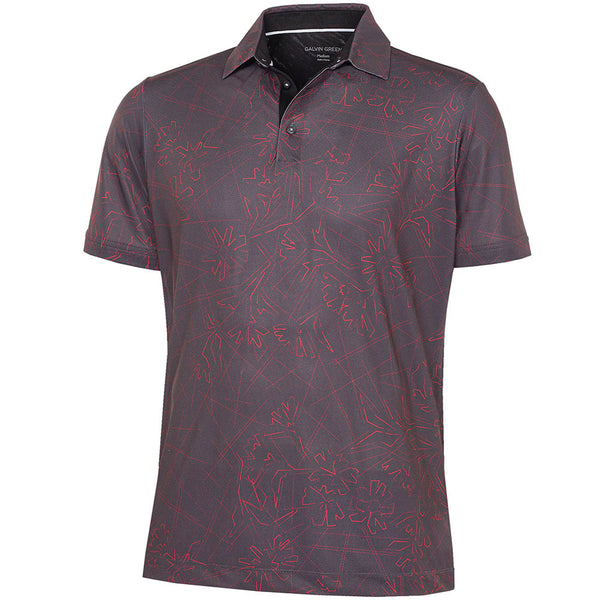 Galvin Green Maverick V8+ Polo Shirt - Forged Iron/Red