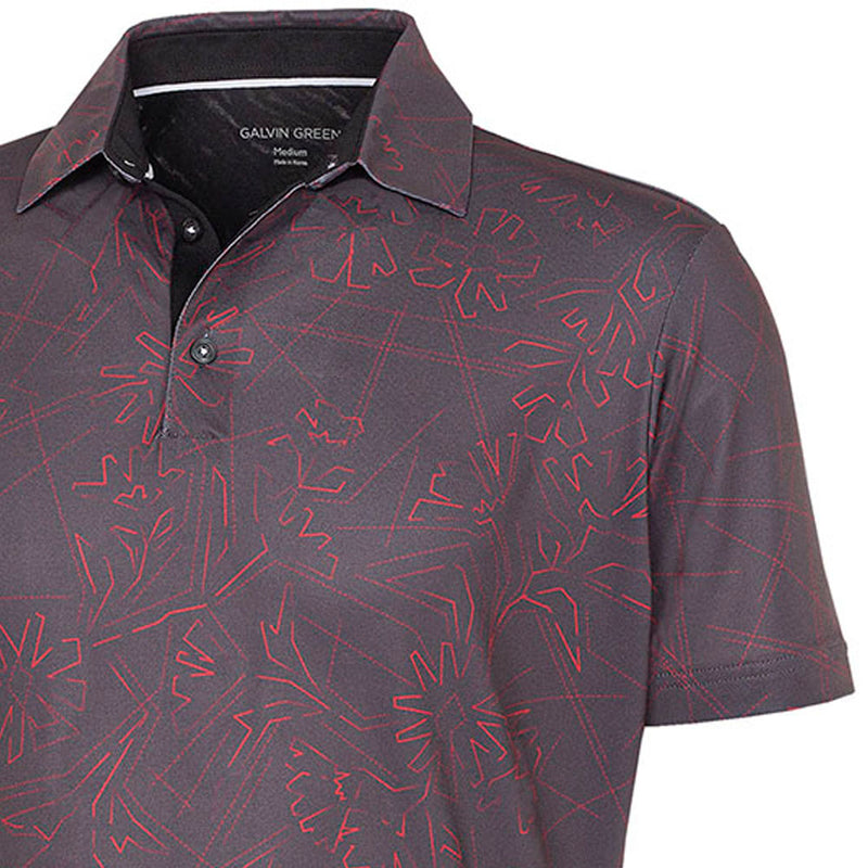 Galvin Green Maverick V8+ Polo Shirt - Forged Iron/Red