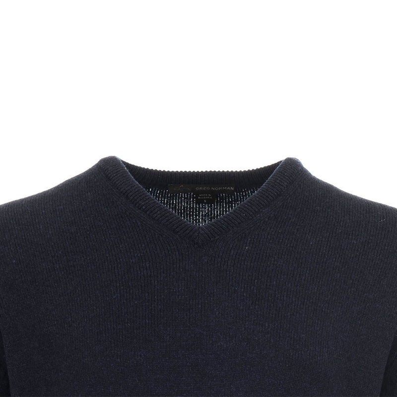 Greg Norman by ProQuip Lambswool Water Repellent V-Neck Golf Sweater - Navy