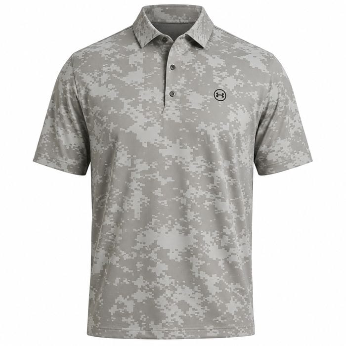 Under Armour Drive Chill Printed Polo Shirt - Titanium/Clay Green/Black