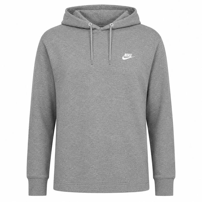 Nike Club Knit Hoodie - Dk Grey Heather/Lt Smoke Grey/ White