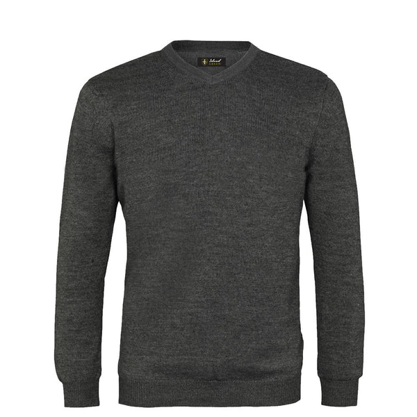 Island Green Supersoft Fine Knit V Neck Sweater - Dark Charcoal