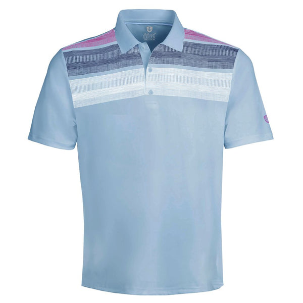 Island Green Matrix Print Polo Shirt - Sky/White/Navy