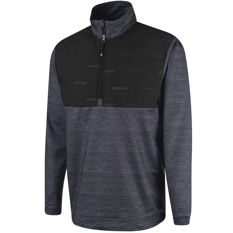Island Green 1/4 Zip Pullover with Padded Yoke - Charcoal Marl/Black