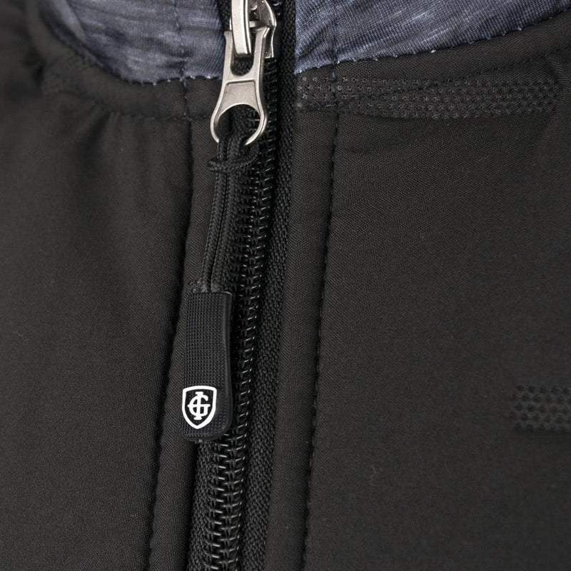 Island Green 1/4 Zip Pullover with Padded Yoke - Charcoal Marl/Black