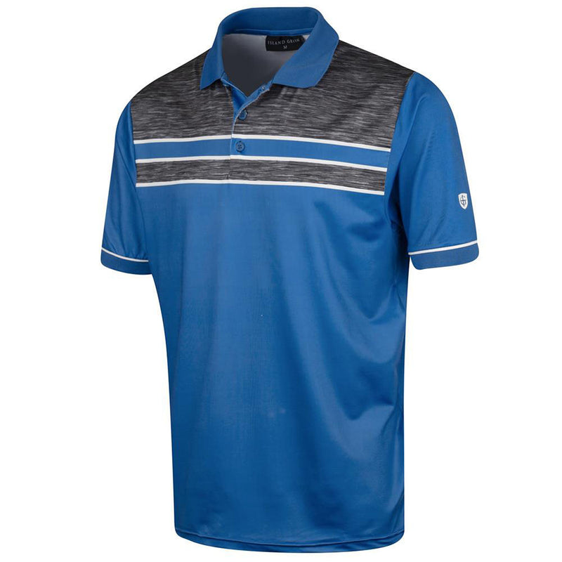 Island Green Chest Panel Polo Shirt - Mid Blue