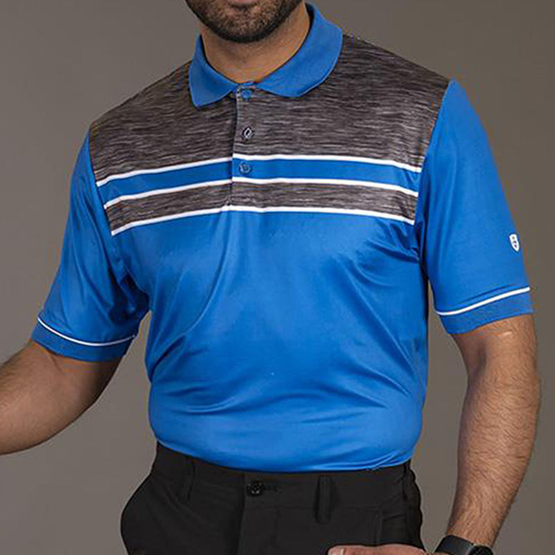 Island Green Chest Panel Polo Shirt - Mid Blue