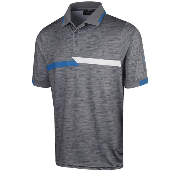 Island Green Chest Stripe Polo Shirt - Light Grey Marl
