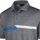 Island Green Chest Stripe Polo Shirt - Light Grey Marl