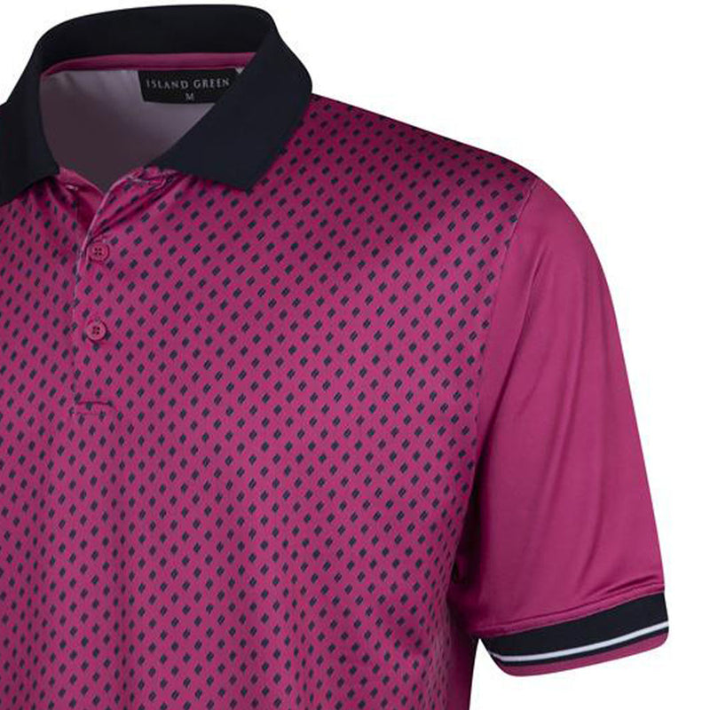 Island Green Diamond Print Polo Shirt - Mulberry