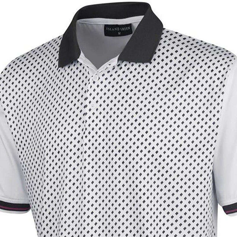 Island Green Diamond Print Polo Shirt - White