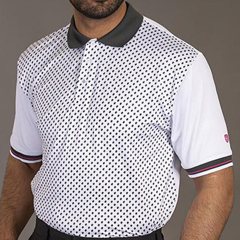 Island Green Diamond Print Polo Shirt - White