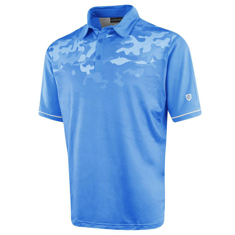 Island Green Graded Camo Print Polo Shirt - Mid-Blue Camo