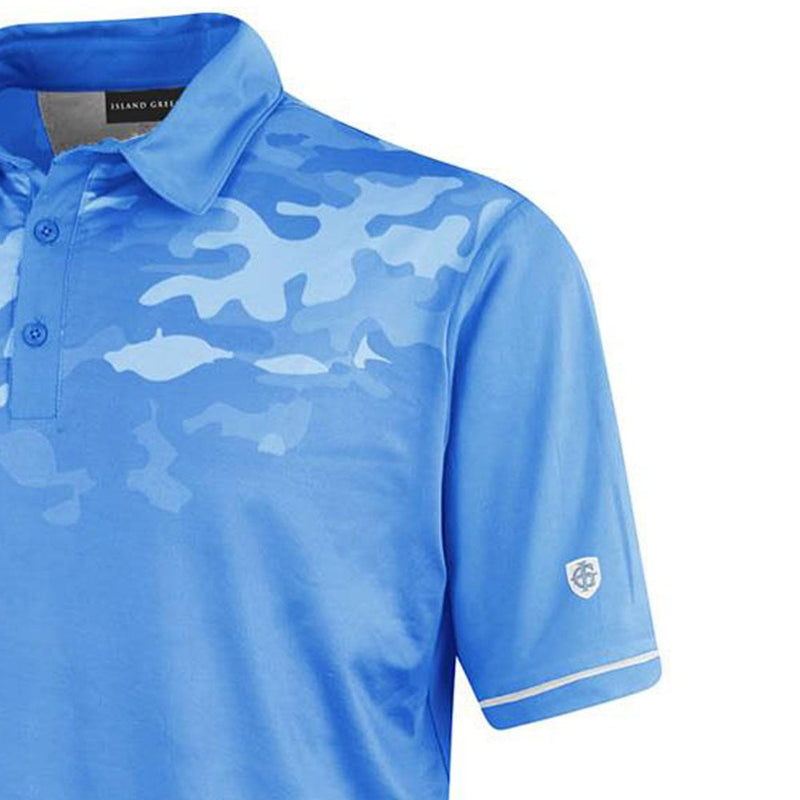 Island Green Graded Camo Print Polo Shirt - Mid-Blue Camo