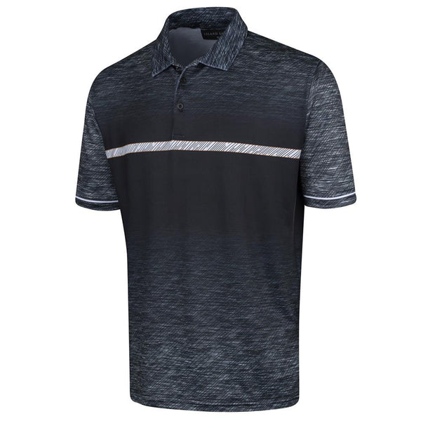 Island Green Gradient Print Polo Shirt - Black Marl