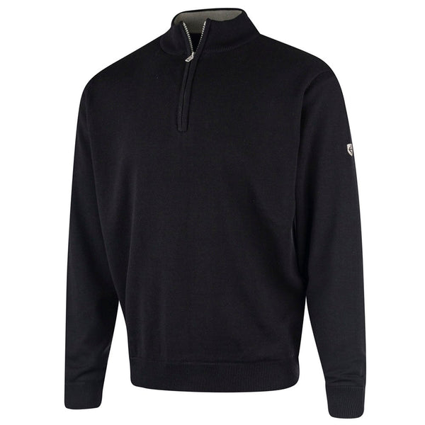 Island Green Lined Knitted Sweater With Pop Zip - Black