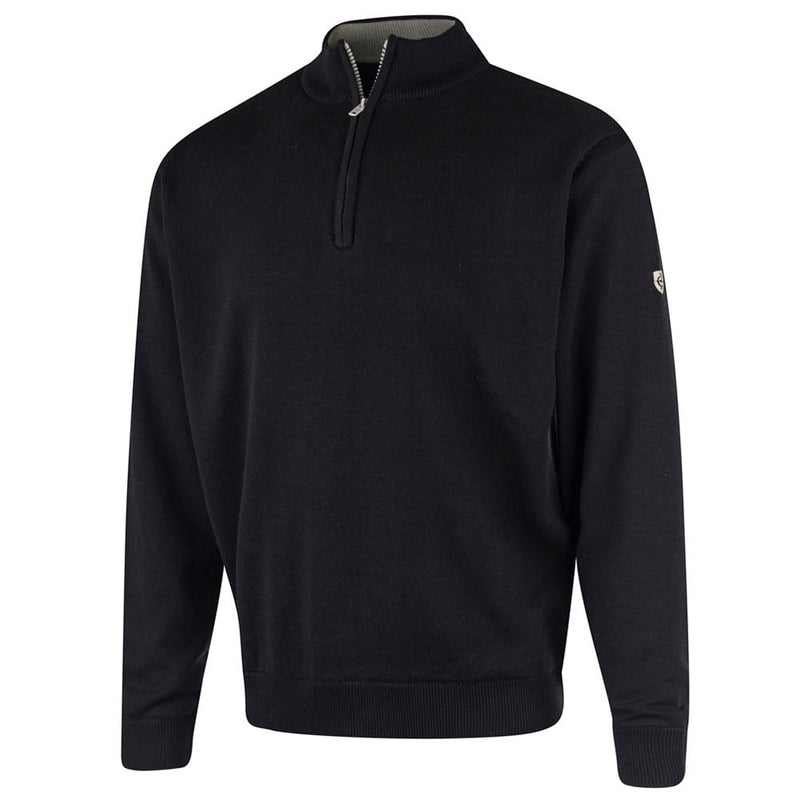 Island Green Lined Knitted Sweater With Pop Zip - Black