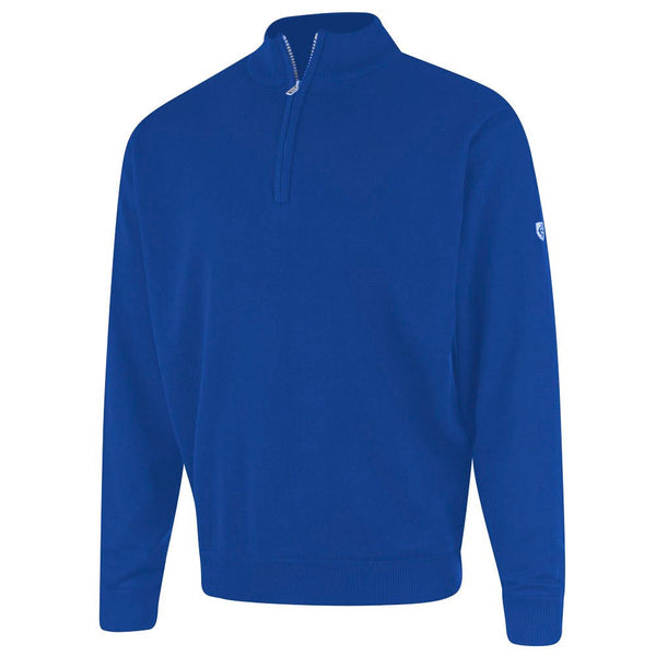 Island Green Lined Knitted Sweater With Pop Zip - Royal Blue