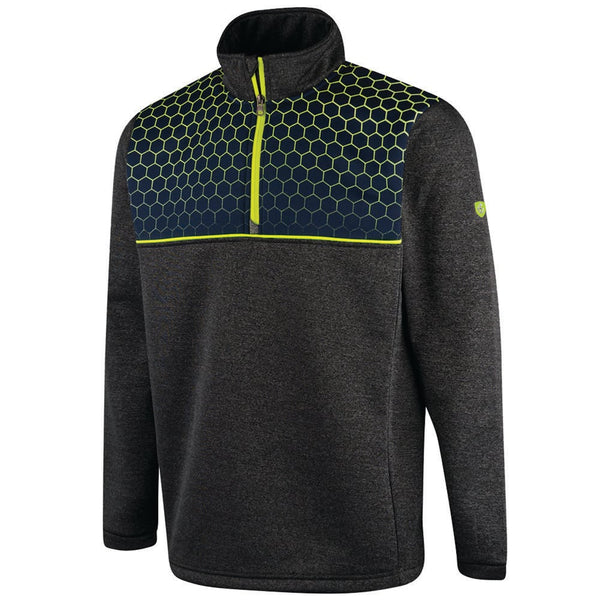 Island Green Top Layer With Sublimation Print Yoke Pullover - Charcoal Marl/Lime