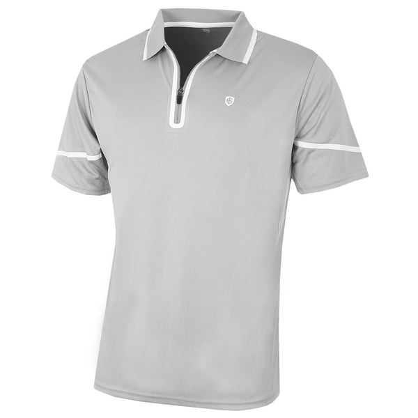Island Green Zip Placket Polo Shirt - Grey/White