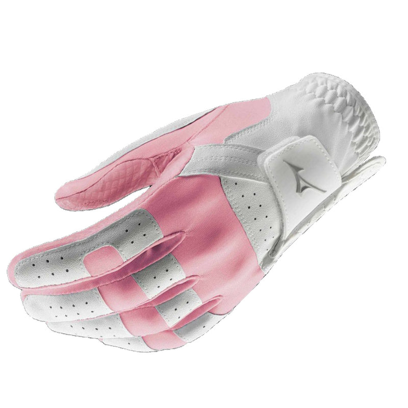 Mizuno Ladies Stretch Golf Gloves - White/Pink