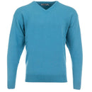 ProQuip Lambswool Water Repellent V Neck Golf Sweater - Aqua