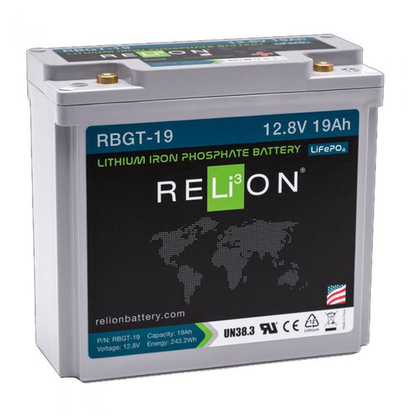 Leoch RBGT-19 12v 19Ah RELiON Lithium 27 Hole Golf Battery - Motocaddy Compatible