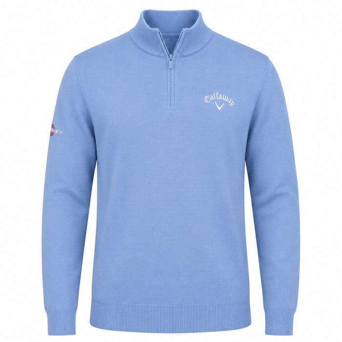 Callaway 1/4 Zip Blended Merino Sweater - Mid Vista Blue
