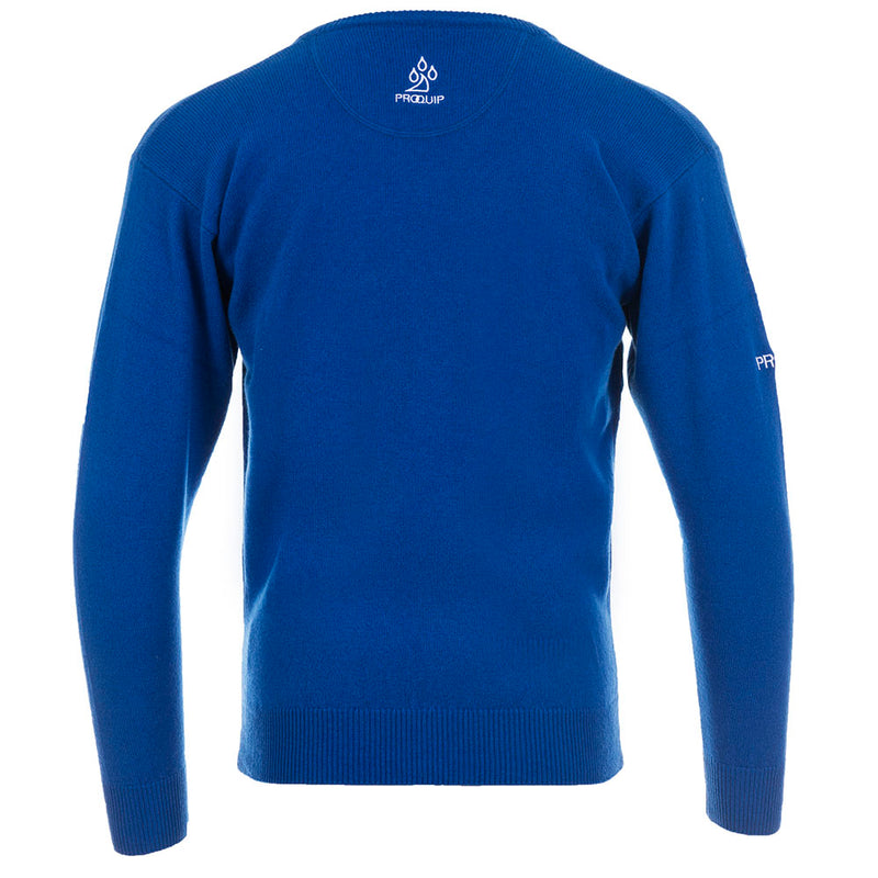 ProQuip Lambswool Water Repellent V Neck Golf Sweater - Electric Blue