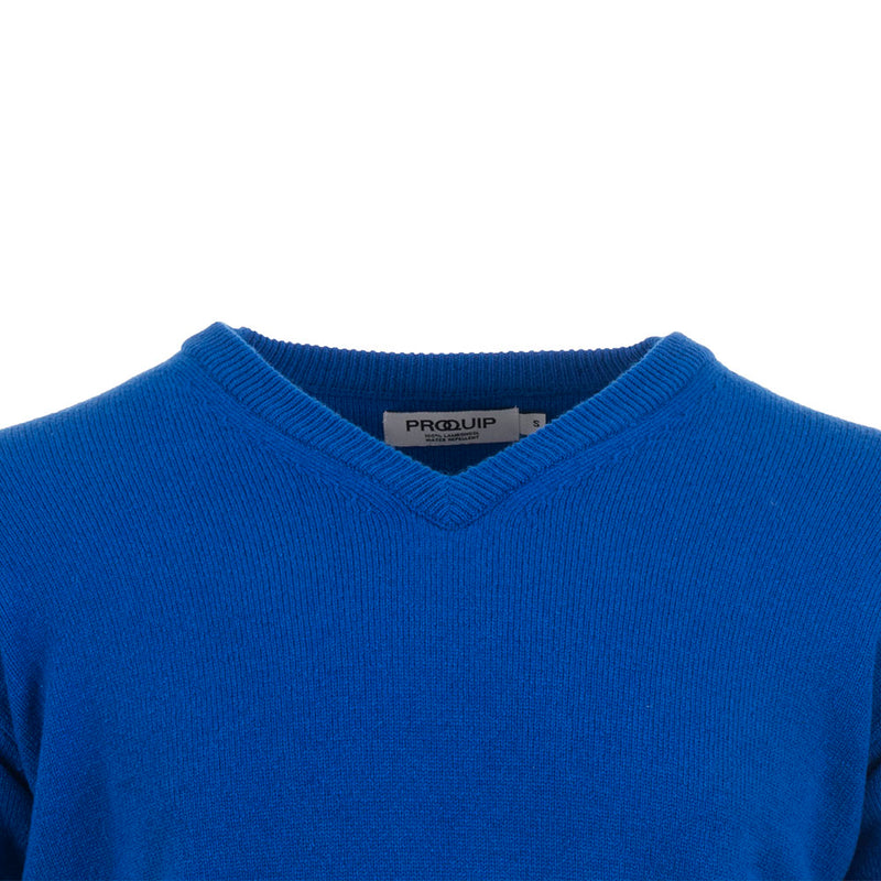 ProQuip Lambswool Water Repellent V Neck Golf Sweater - Electric Blue