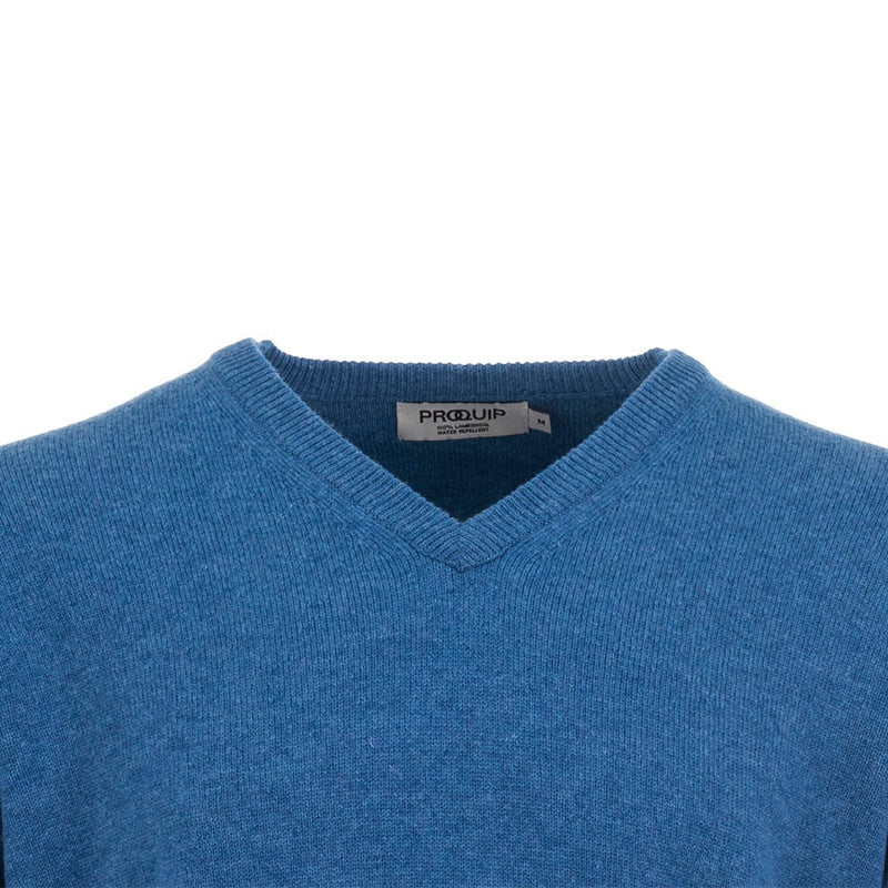 ProQuip Lambswool Water Repellent V Neck Golf Sweater - Mariner Blue