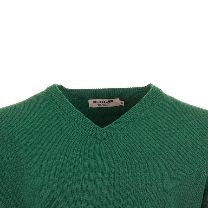 ProQuip Lambswool Water Repellent V Neck Golf Sweater - Grove Green