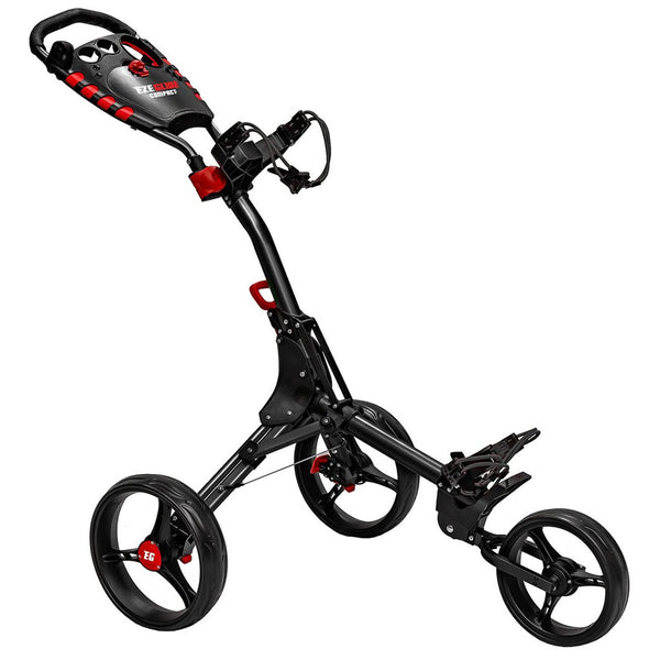 EzeGlide Compact+ Premium 3-Wheel Push Trolley - Black/Red